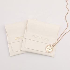 PUPPYSEW <b>White</b> PU Leather Jewelry Pouch Bag Earrings Necklace Gift Packaging Bags Jewelry <b>Envelope</b> Pouches Bag With Logo Printed - Product Image 5
