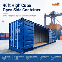 Conteneur Open Side High Cube 40 pieds certifié CCS ABS BV LR, en acier SPA-H, à ouverture latérale unique, 76,4 m³ pour le stockage de marchandises