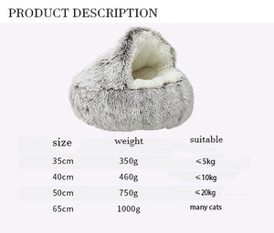 Caliente invierno cómoda cama para perros y gatos semicerrada casa para gatos cama para mascotas de lujo antideslizante Donut cama redonda para mascotas - Product Image 4