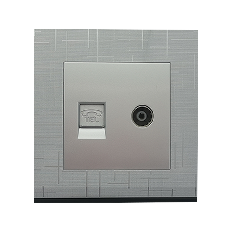 VNX Factory Deliver Selling UK Standard One Gang Telephone Socket With 1Gang TV Socket Silver Color PC Material for Home