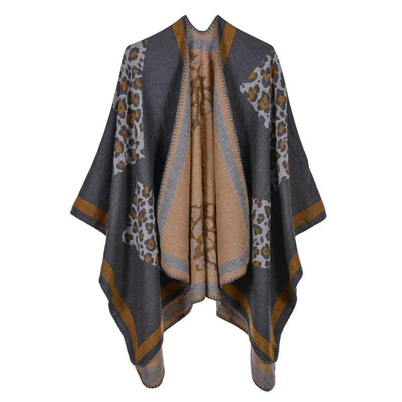Tetap Hangat Mode Desain Baru Musim Dingin Wanita Ukuran Besar Atasan Ponco Selendang Kasmir Mantel Ponco Wanita
