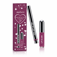 Set de Delineador de Labios y Brillo Labial Rojo Ciruela, Acabado Mate, Fórmula Suave, Maquillaje de Labios Elegante, Venta al Por Mayor, Marca Privada
