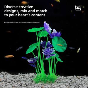 Décor d'aquarium écologique en céramique et PE, ensemble de plantes de <span class=keywords><strong>lotus</strong></span> artificielles, ornements de paysage pour aquarium, plantes aquatiques simulées - Product Image 1
