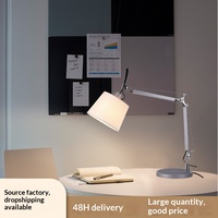 Lampe de table pliable à double bras, style minimaliste moderne, avec abat-jour en tissu, tension universelle, pour hôtel, maison d'hôtes, salon