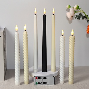 Led Taper Candle <b>Battery</b> <b>Operated</b> Flameless Black White Candle Packaging Gift Boxs Home Decor Electric Light Pillar Long Candle - Product Image 1