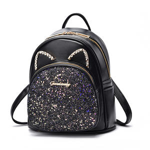 Mochila con solapa con patrón de gato de gran capacidad de la <span class=keywords><strong>Academia</strong></span> europea y americana para niñas, bolso bonito de moda - Product Image 3