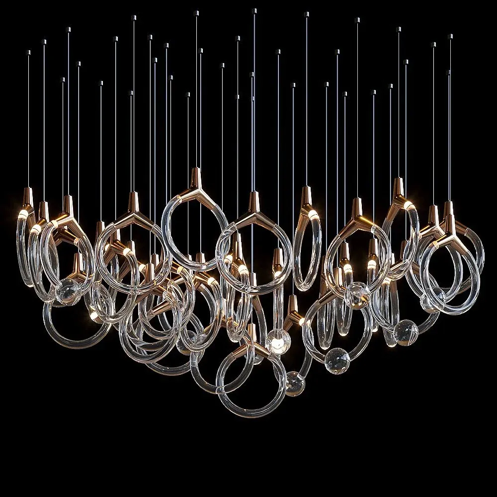 Indoor Luxury Crystal Chandelier Linear Creative Chandelier Ring LED Steel Murano Glass Modern 80 Villa Customizable Size 360