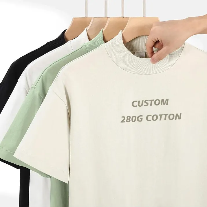 Высококачественная 280 gsm Тяжелая Мужская негабаритная футболка большого размера с открытыми плечами квадратная футболка с индивидуальным принтом 100% хлопковая футболка с декольте