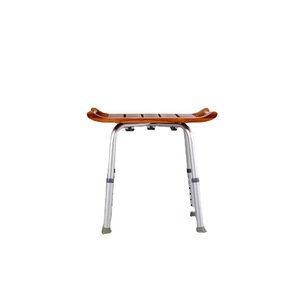 Silla de Ducha Ajustable Oldtree de Teca 43x34x36cm con Patas de Aleación de Aluminio para Ancianos, Discapacitados y Mujeres Embarazadas - Product Image 5