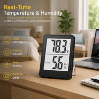 Termometer dan Higrometer Digital Bertenaga Baterai untuk Dalam Ruangan dengan Penyangga