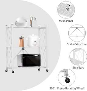 Étagère de rangement pliable multi-niveaux en métal moderne pour cuisine, présentoir portable sur pied - Product Image 4