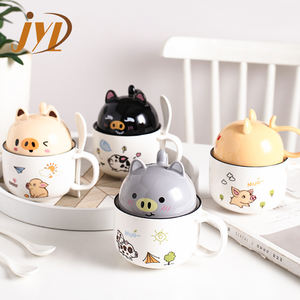 Desain Baru Lucu Hewan Porselen Mangkuk Saji Saus Kari Makanan Penutup Mangkuk Keramik dengan Sendok - Product Image 1