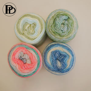 Tshirt aghi di marca a mano di lavoro a maglia del bambino morbido multi colori acrilici di <span class=keywords><strong>lana</strong></span> di cotone arcobaleno mescolato torta filato per uncinetto - Product Image 2