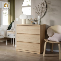 Commode blanche minimaliste moderne sans poignées HarmTai à 3 tiroirs avec organisateur de rangement pour chambre à coucher et armoire à vêtements