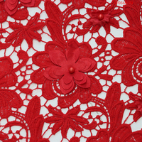 Émeraude crochet 3d fleurs Guipure cordon dentelle tissu 100% Polyester vert perles Soluble dans l'eau évidé broderie tissu