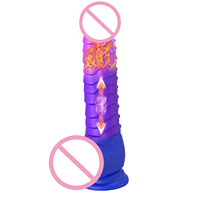 Vibrador de Silicona Realista de 8.9 Pulgadas, Colorido, con Movimiento de Empuje, Juguete Sexual para Mujeres Adultas