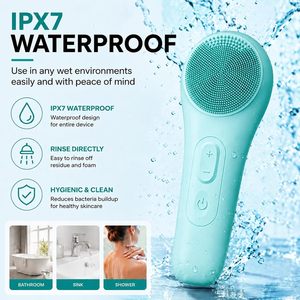 Skin Face Care Electric Facial Cleaning 45 Degree Warm Function Massage Brush Waterproof Silicone Facial Cleansing Brush - Product Image 1