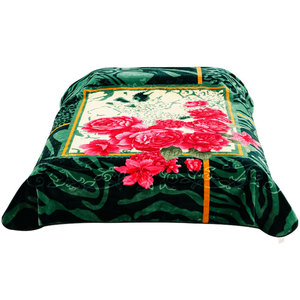 Ensembles de literie en peluche de vison gaufré super doux 1 pli Couverture Raschel rayée imprimée florale Couverture Raschel en polyester tricotée d'hiver - Product Image 4