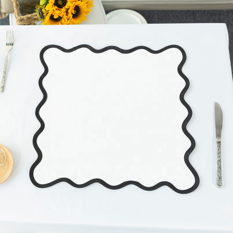 Wholesale Custom Scallop Embroidery Napkins Scalloped