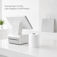 Kertas Gulung Printer Dapur Kertas Thermal untuk Pesanan Restoran 35-80GSM Pulp Kayu OEM Grosir