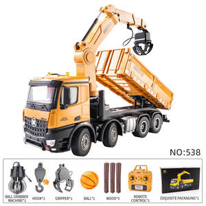<span class=keywords><strong>Camion</strong></span> benne télécommandé 3-en-1 en métal 2,4G 26 canaux avec grue à flèche rotative et grappin à bois, jouet Huina 1538 avec chargeur - Product Image 1