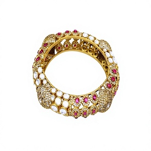 Hermosas Pulseras de Moda de Latón Chapado en Oro de Primera Calidad con Piedras de Moissanita para Bodas, Colección para Mujer - Product Image 2