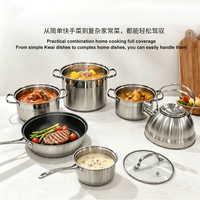 Ensemble de 12 ustensiles de cuisine à fond composite en acier inoxydable, comprenant une bouilloire et une poêle antiadhésive, TY Pots and Pans