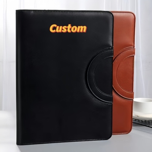 Portafolio personalizado de entrega rápida con carpeta de cremallera con asa y Bloc de notas Padfolio de cuero vegano con logotipo personalizado - Product Image 2
