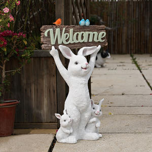 Grand lapin en résine peint à <span class=keywords><strong>la</strong></span> main, ornement <span class=keywords><strong>de</strong></span> bienvenue pour balcon, cour et aménagement paysager, ornement <span class=keywords><strong>de</strong></span> salutation tendance - Product Image 4