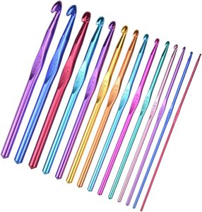 2-10mm Tự làm tay nhiều màu nhôm Crochet <span class=keywords><strong>Hooks</strong></span> kim đan may Kit cho Thêu & Craft sợi làm việc đóng gói trong túi - Product Image 1