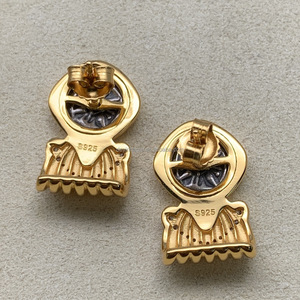 Pendientes de Joyería Fina para Mujer, Chapados en Oro, Plata 925, con Puntas, Diseño Vintage de León en Relieve, con Moissanita, Colgantes, para Regalo - Product Image 6