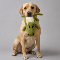 Jouet à mâcher pour chien en peluche, couineur, mignon, motif crocodile de dessin animé, en toile de jute et polaire de maïs, pour le nettoyage des dents et les soins molaires, tailles S-XL