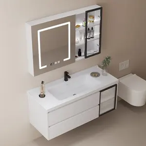 Meuble-lavabo de salle de bains d'hôtel de vente directe au prix d'usine ensemble de coiffeuse de salle de bains classique avec miroir à led