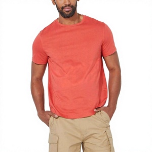 T-shirt à manches courtes pour homme, rouge soleil, coupe classique, coton doux écologique, style vintage, basique, streetwear d'été - Product Image 1