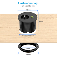 Top Fashion 65W Type-C 10A Prise de table de bureau USB Design rond avec œillet monté encastré en ABS 10A pour les hôpitaux