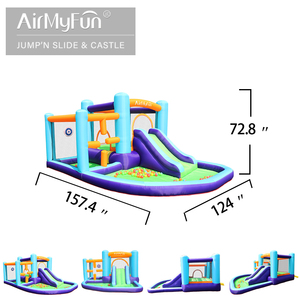 Château gonflable avec toboggan aquatique pour enfants, jeu de fête familial, vente chaude, pas cher - Product Image 6