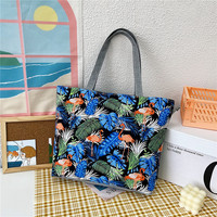 Sac fourre-tout en toile grande capacité style rétro, sac à bandoulière tendance à deux sangles, fermeture éclair, motif lettres, portable, pour l'été