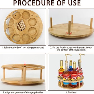 Bamboo <b>Rotating</b> Kitchen Storage <b>Rack</b> With Bottle Holder For Oil Vinegar <b>Spices</b> And Utensils 32x32x7.5cm Natural Color - Product Image 5