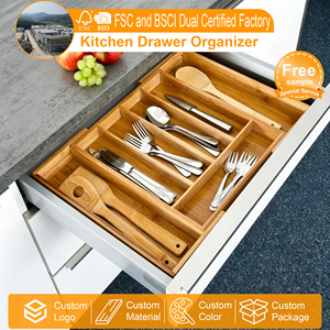 <span class=keywords><strong>Organisateur</strong></span> <span class=keywords><strong>de</strong></span> tiroir en bambou pour ustensiles <span class=keywords><strong>de</strong></span> cuisine, <span class=keywords><strong>organisateur</strong></span> <span class=keywords><strong>de</strong></span> couverts extensible avec 5 à 7 compartiments, grande boîte <span class=keywords><strong>de</strong></span> rangement - Product Image 1