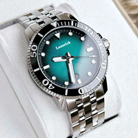 Montre de plongée verte T120 avec logo personnalisé OEM, mouvement ETA, aiguilles lumineuses, design minimaliste, montre mécanique Relogio Seastar