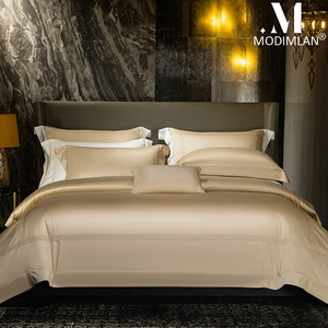 Bộ đồ giường bốn mảnh cotton <span class=keywords><strong>Pima</strong></span> nhập khẩu 200 cấp cao cấp 100% tấm cotton nguyên chất và vỏ chăn. - Product Image 4