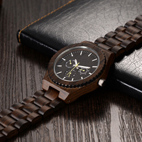 Jam Tangan Kayu Mewah Kualitas Tinggi Jam Tangan Gerakan Kronograf Jepang Jam Tangan Kayu Bambu Walnut Pria Kustom