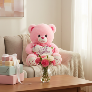 12" Mother's Day <b>Pink</b> <b>Bear</b> with Heart & Sound 24PCS/CS Holiday Supplies Model 376605 - Product Image 3