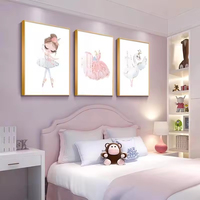 Poster merah muda Modern, dekorasi rumah untuk ruang tamu, lukisan kristal porselen, seni dinding, potret anak perempuan