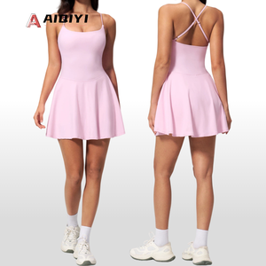 Abito Sportivo da <span class=keywords><strong>Donna</strong></span> 2135 con Collo Quadrato e Schiena Scavata, per Yoga, Corsa all'Aperto, Fitness, Tennis, Anti-trasparenza - Product Image 1