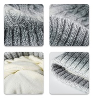 Bonnet d'hiver chaud en tricot côtelé tie-dye arc-en-ciel extensible avec pompon, dégradé de couleurs, pour l'extérieur, vente en gros