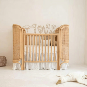 Cuna de Mimbre para Bebé, Plegable en Forma de B, Cuna de Madera Portátil y Cama de Día para Bebés y Niños, para Uso en Hospitales y Salas de Estar - Product Image 1