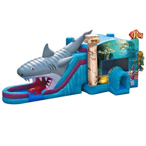 Castillo Inflable con Tobogán Acuático, Aventura Submarina Atlantis, Castillo Hinchable con Tobogán Doble Húmedo/Seco - Product Image 1