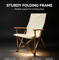 Chaise de camping pliante en aluminium à effet bois, chaise pliante d'extérieur avec accoudoirs en bois massif, chaise de réalisateur portable