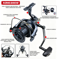 Moulinet de pêche spinning longue portée DLA10000-14000, rapport de transmission 4.8:1, 5+1BB, corps ABS, poignée métallique pour la pêche en mer et en eau douce